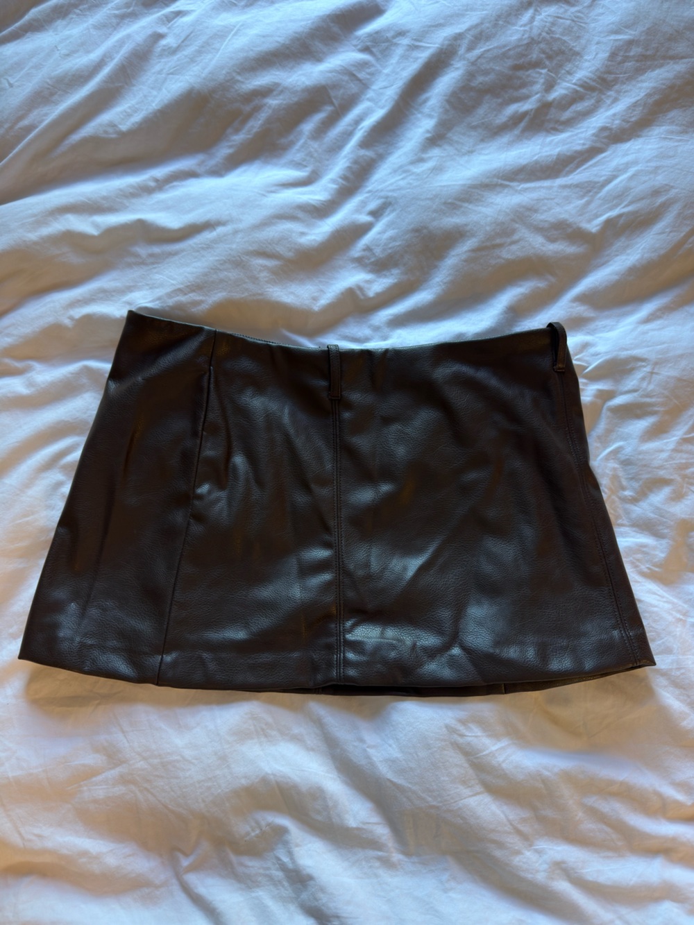 Chocolate Brown Leather Mini Skirt